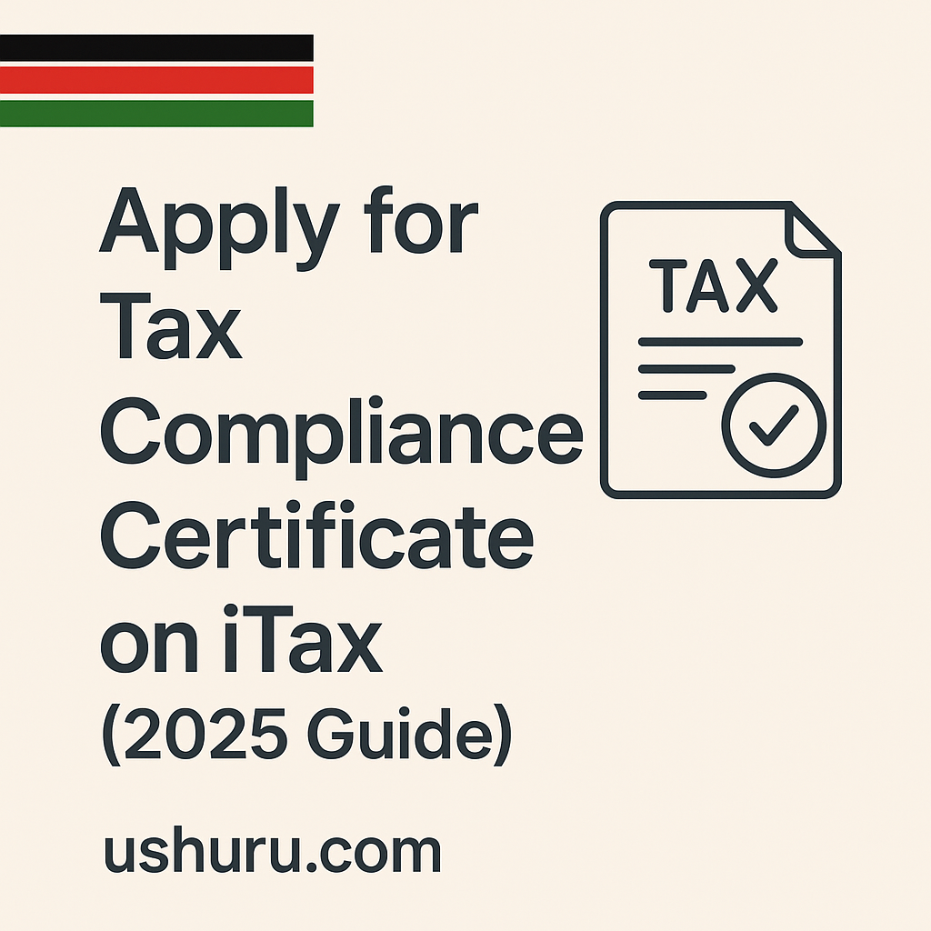 Screenshot showing iTax dashboard with “Apply for Tax Compliance” menu option highlighted.